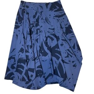 Porto Womens Abstract Print Skirt Asymmetrical Hem Casual Fashion Blue size 3